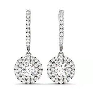 925 Silver Round Plated CZ Drop Earrings for Women, FB16FA1121